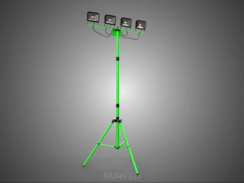 TRIP&Eacute; VERDE QUATRO 4 L&Acirc;MPADA LED LUZ DE PROJETO TORRE TELESC&Oacute;PICA Modelo 3D