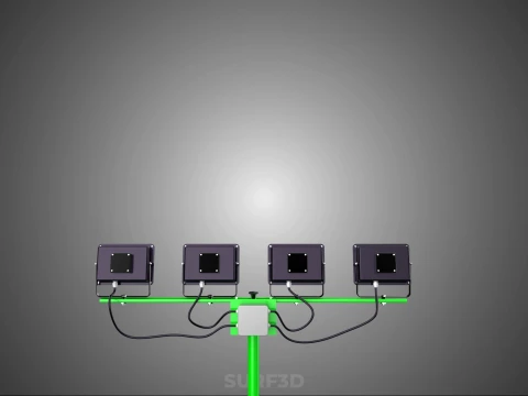TRIP&Eacute; VERDE QUATRO 4 L&Acirc;MPADA LED LUZ DE PROJETO TORRE TELESC&Oacute;PICA Modelo 3D
