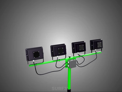 TRIP&Eacute; VERDE QUATRO 4 L&Acirc;MPADA LED LUZ DE PROJETO TORRE TELESC&Oacute;PICA Modelo 3D