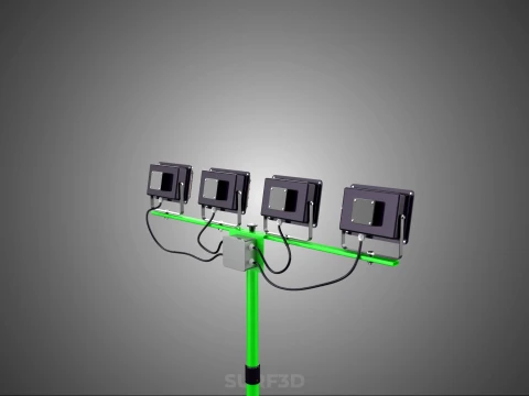 TRIP&Eacute; VERDE QUATRO 4 L&Acirc;MPADA LED LUZ DE PROJETO TORRE TELESC&Oacute;PICA Modelo 3D