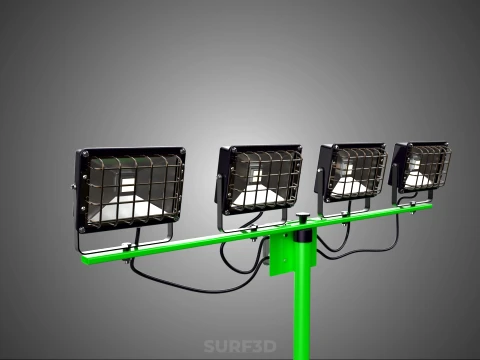 TRIP&Eacute; VERDE QUATRO 4 L&Acirc;MPADA LED LUZ DE PROJETO TORRE TELESC&Oacute;PICA Modelo 3D