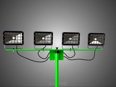 TRIP&Eacute; VERDE QUATRO 4 L&Acirc;MPADA LED LUZ DE PROJETO TORRE TELESC&Oacute;PICA Modelo 3D