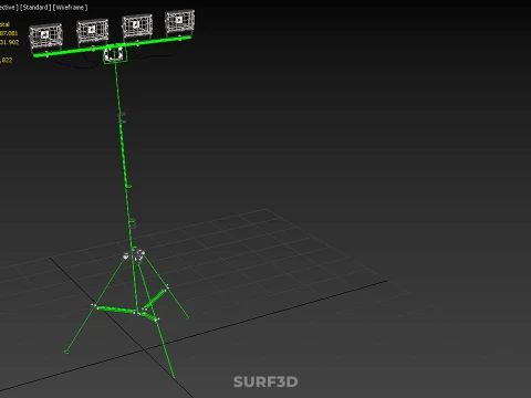 TRIP&Eacute; VERDE QUATRO 4 L&Acirc;MPADA LED LUZ DE PROJETO TORRE TELESC&Oacute;PICA Modelo 3D