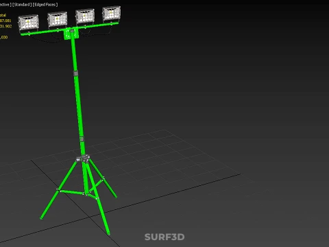 TRIP&Eacute; VERDE QUATRO 4 L&Acirc;MPADA LED LUZ DE PROJETO TORRE TELESC&Oacute;PICA Modelo 3D
