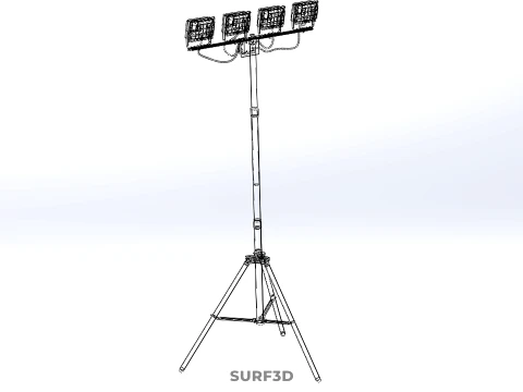 TRIP&Eacute; VERDE QUATRO 4 L&Acirc;MPADA LED LUZ DE PROJETO TORRE TELESC&Oacute;PICA Modelo 3D