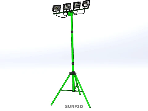 TRIP&Eacute; VERDE QUATRO 4 L&Acirc;MPADA LED LUZ DE PROJETO TORRE TELESC&Oacute;PICA Modelo 3D
