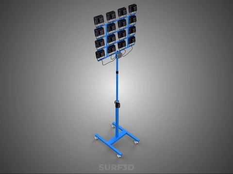 TELESCOPIC MAST LIGHT TOWER STADIUM STADION FLOODLIGHT LIGHTING 3D Model