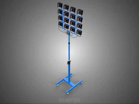 TELESCOPIC MAST LIGHT TOWER STADIUM STADION FLOODLIGHT LIGHTING 3D Model