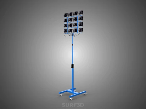 TELESCOPIC MAST LIGHT TOWER STADIUM STADION FLOODLIGHT LIGHTING 3D Model