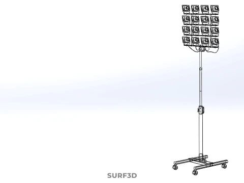 TELESCOPIC MAST LIGHT TOWER STADIUM STADION FLOODLIGHT LIGHTING 3D Model