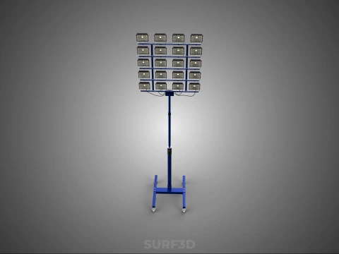 휴대용 바퀴형 조명 하이마스트 타워 경기장 경기장 조명 3D 모델