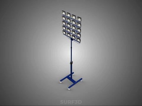 휴대용 바퀴형 조명 하이마스트 타워 경기장 경기장 조명 3D 모델