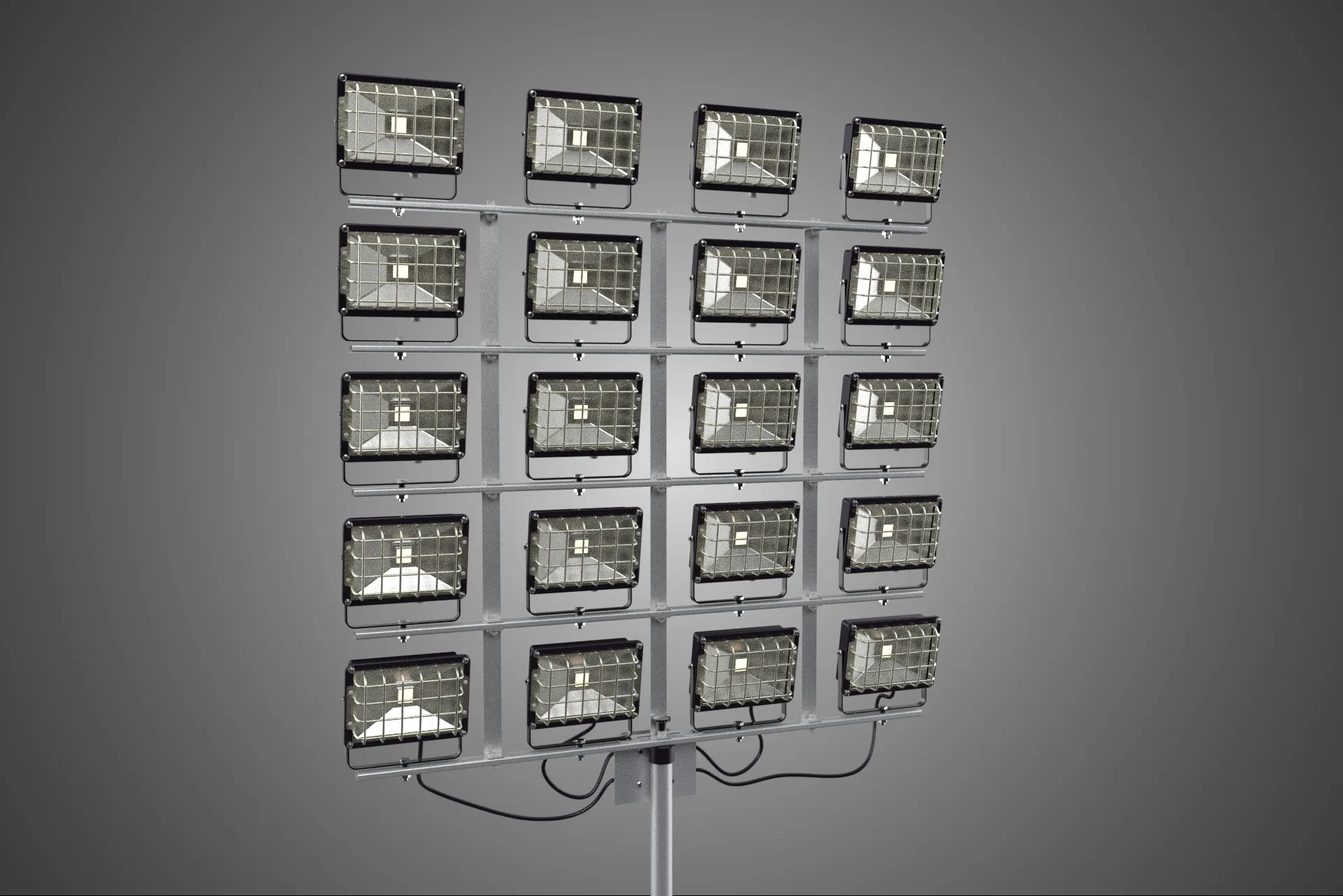 20 ARRAY GRID LIGHT TOWER STADIUM LIGHTING POLE STAND FLOODLIGHT 3D Model .c4d .max .obj .3ds .fbx .stl .blend