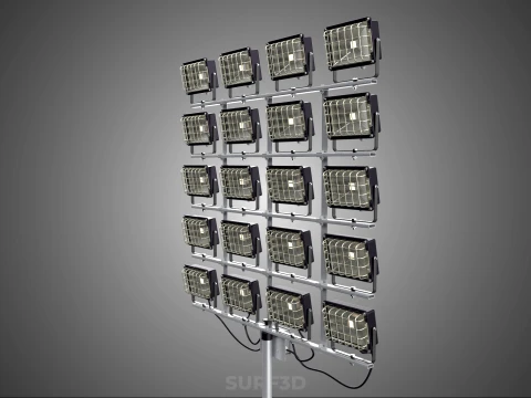 20 ARRAY GRID LIGHT TOWER STADIUM LIGHTING POLE STAND FLOODLIGHT 3D Model