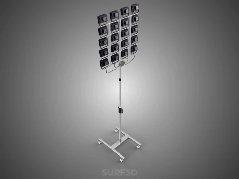 20 ARRAY GRID LIGHT TOWER STADIUM LIGHTING POLE STAND FLOODLIGHT 3D Model
