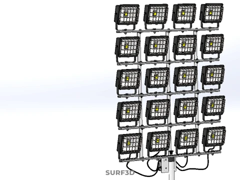 20 ARRAY GRID LIGHT TOWER STADIUM LIGHTING POLE STAND FLOODLIGHT 3D Model