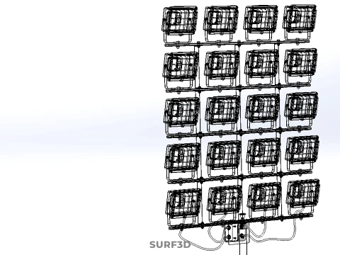 20 ARRAY GRID LIGHT TOWER STADIUM LIGHTING POLE STAND FLOODLIGHT 3D Model