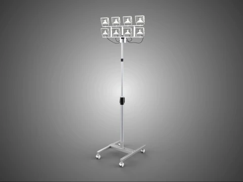 PORTABLE ROLLING STAND POLE TOWER LIGHT EIGHT 8 LAMP LED SQUARE 3D Model