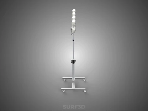 PORTABLE ROLLING STAND POLE TOWER LIGHT EIGHT 8 LAMP LED SQUARE 3D Model