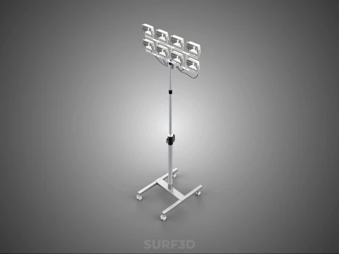 PORTABLE ROLLING STAND POLE TOWER LIGHT EIGHT 8 LAMP LED SQUARE 3D Model
