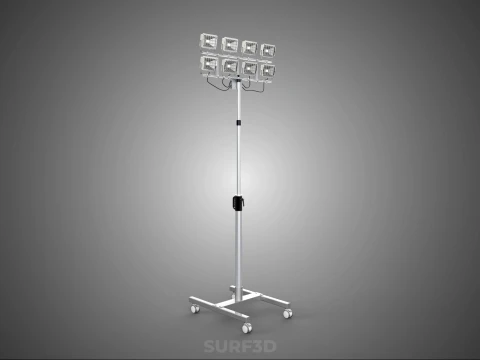 PORTABLE ROLLING STAND POLE TOWER LIGHT EIGHT 8 LAMP LED SQUARE 3D Model