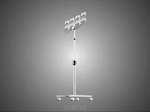 PORTABLE ROLLING STAND POLE TOWER LIGHT EIGHT 8 LAMP LED SQUARE 3D Model