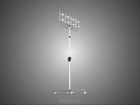 PORTABLE ROLLING STAND POLE TOWER LIGHT EIGHT 8 LAMP LED SQUARE 3D Model