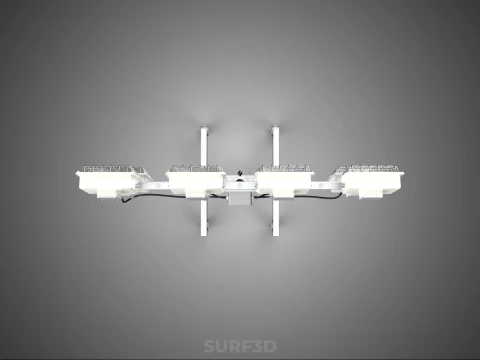 PORTABLE ROLLING STAND POLE TOWER LIGHT EIGHT 8 LAMP LED SQUARE 3D Model