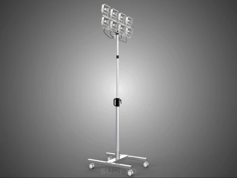 PORTABLE ROLLING STAND POLE TOWER LIGHT EIGHT 8 LAMP LED SQUARE 3D Model
