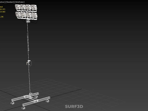 PORTABLE ROLLING STAND POLE TOWER LIGHT EIGHT 8 LAMP LED SQUARE 3D Model