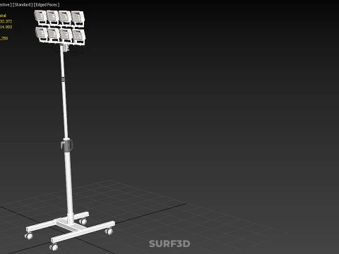 PORTABLE ROLLING STAND POLE TOWER LIGHT EIGHT 8 LAMP LED SQUARE 3D Model