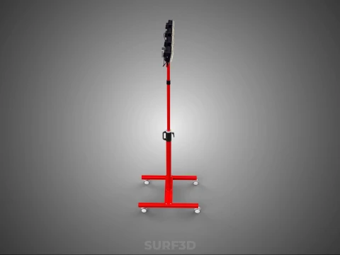 RED MOBILE POLE TOWER LIGHT LAMP LED CASTER WHEEL FLOOR STANDING 3D Model