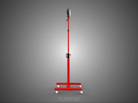 RED MOBILE POLE TOWER LIGHT LAMP LED CASTER WHEEL FLOOR STANDING 3D Model