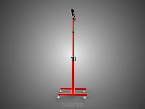 RED MOBILE POLE TOWER LIGHT LAMP LED CASTER WHEEL FLOOR STANDING 3D Model
