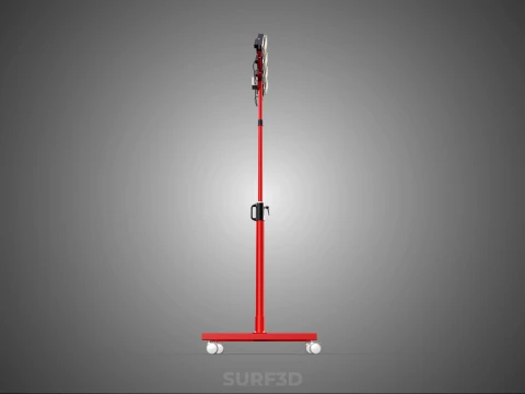 RED MOBILE POLE TOWER LIGHT LAMP LED CASTER WHEEL FLOOR STANDING 3D Model