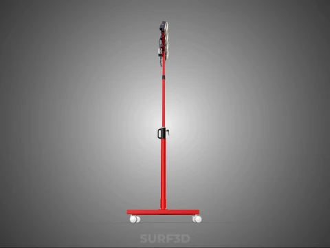 RED MOBILE POLE TOWER LIGHT LAMP LED CASTER WHEEL FLOOR STANDING 3D Model