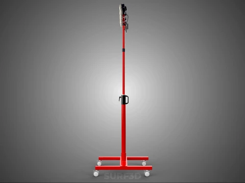 RED MOBILE POLE TOWER LIGHT LAMP LED CASTER WHEEL FLOOR STANDING 3D Model