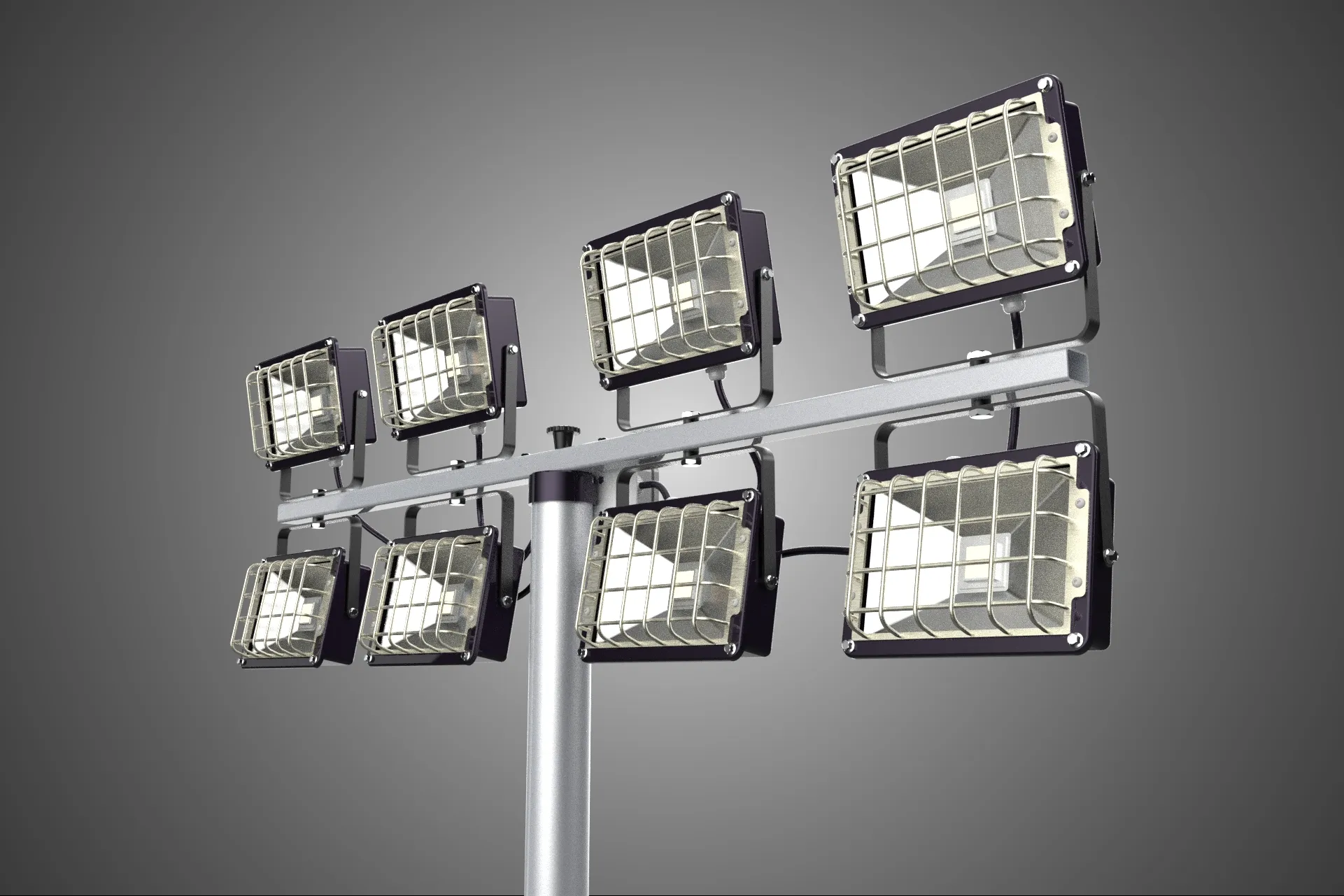 LIGHT POLE 8 ARRAY LED LAMP TOWER RACK HOLDER BRACKET MOUNTING 3D Model .c4d .max .obj .3ds .fbx .stl .blend 
