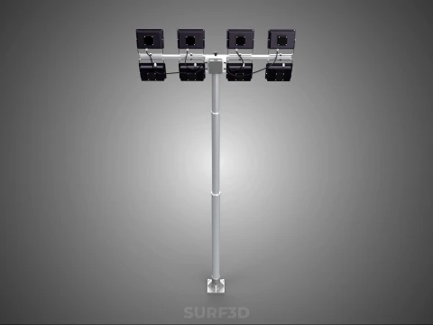 LIGHT POLE 8 ARRAY LED LAMP TOWER RACK HOLDER BRACKET MOUNTING 3D Model