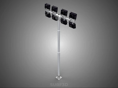 LIGHT POLE 8 ARRAY LED LAMP TOWER RACK HOLDER BRACKET MOUNTING 3D Model