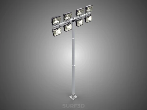 LIGHT POLE 8 ARRAY LED LAMP TOWER RACK HOLDER BRACKET MOUNTING 3D Model