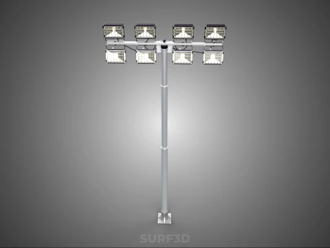 LIGHT POLE 8 ARRAY LED LAMP TOWER RACK HOLDER BRACKET MOUNTING 3D Model