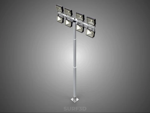 LIGHT POLE 8 ARRAY LED LAMP TOWER RACK HOLDER BRACKET MOUNTING 3D Model