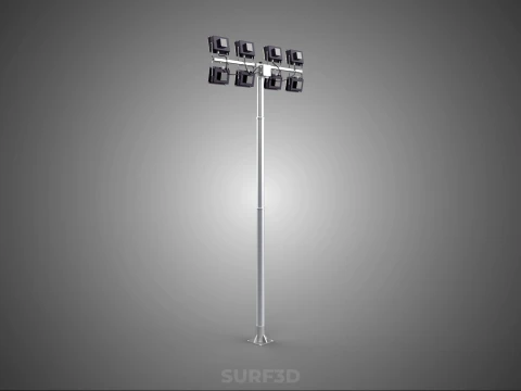 LIGHT POLE 8 ARRAY LED LAMP TOWER RACK HOLDER BRACKET MOUNTING 3D Model