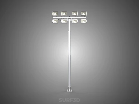 LIGHT POLE 8 ARRAY LED LAMP TOWER RACK HOLDER BRACKET MOUNTING 3D Model