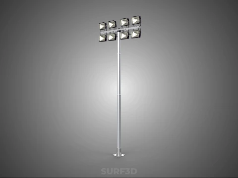 LIGHT POLE 8 ARRAY LED LAMP TOWER RACK HOLDER BRACKET MOUNTING 3D Model