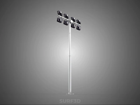 LIGHT POLE 8 ARRAY LED LAMP TOWER RACK HOLDER BRACKET MOUNTING 3D Model