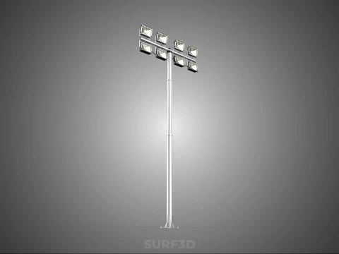 LIGHT POLE 8 ARRAY LED LAMP TOWER RACK HOLDER BRACKET MOUNTING 3D Model