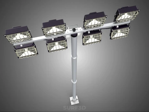LIGHT POLE 8 ARRAY LED LAMP TOWER RACK HOLDER BRACKET MOUNTING 3D Model