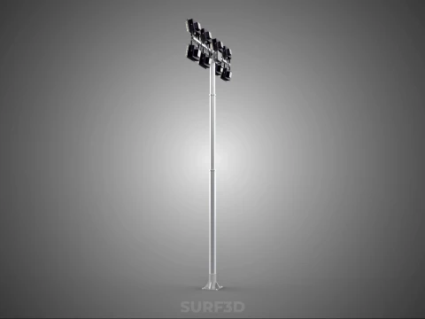 LIGHT POLE 8 ARRAY LED LAMP TOWER RACK HOLDER BRACKET MOUNTING 3D Model